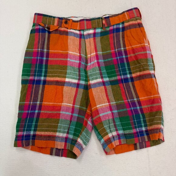 Polo Golf Other - Polo Golf Ralph Lauren Men's 34 Madras Plaid 100% Linen Bermuda Shorts